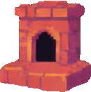 8-Bit-Dungeon-Gebäude B — 130×131 Pixel-Art-Sprite
