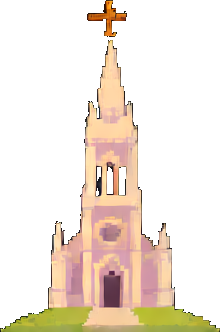Bâtiment de cathédrale B — sprite pixel art 256×384