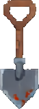 Rusty Iron Shovel - 57x160 pixel art sprite