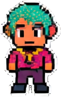 コミックスーパーヒーロー キャラクター A — 122×192 ピクセルアートスプライト