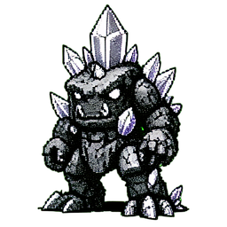 Crystal Golem (1-Bit) - 256x256 pixel art sprite
