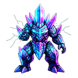 Crystal Golem (Cyberpunk) - 256x256 pixel art sprite
