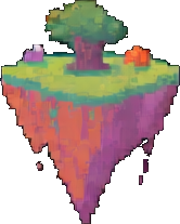 浮遊島エフェクト A — 256×384 ピクセルアートスプライト