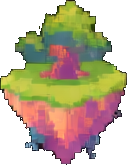 Efeito da ilha flutuante B — sprite pixel art 256×384