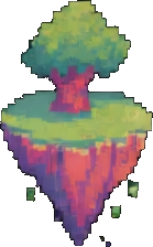 浮遊島エフェクト C — 256×384 ピクセルアートスプライト