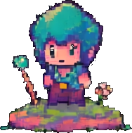 Personagem B do Jardim Encantado — sprite pixel art 256×384