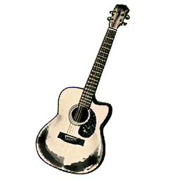 Épinette de guitare acoustique — sprite pixel art 256×256