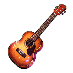 Guitarra acústica — sprite pixel art 256×256
