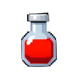 Fiole cramoisi de l'alchimiste — sprite pixel art 256×256