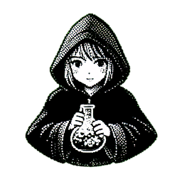 Alchemist Girl (1-Bit) - 256x256 pixel art sprite