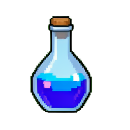 Alchemisten-Saphirflasche — 256×256 Pixel-Art-Sprite