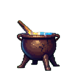 Station du Chaudron Alchimique — sprite pixel art 256×256
