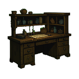 Alchemistenlaborworkbench — 256×256 Pixel-Art-Sprite