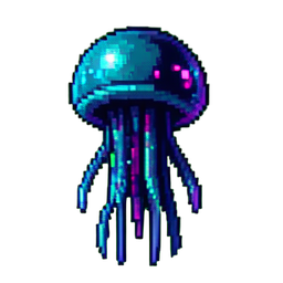 Alien Jellyfish Floater — 256×256 pixel art sprite