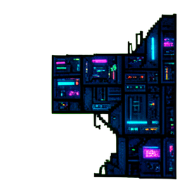 Alien-Technikwand — 256×256 Pixel-Art-Sprite