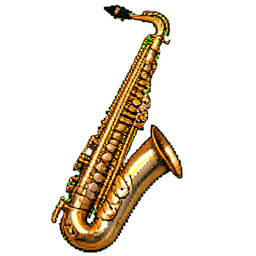 Saxofone Alto Dourado — sprite pixel art 256×256