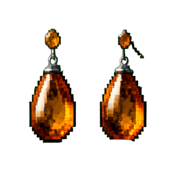 Pendentes de âmbar — sprite pixel art 256×256