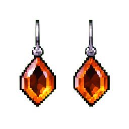 Pendientes de botão de âmbar — sprite pixel art 256×256