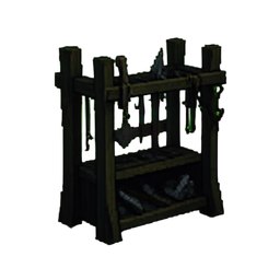 Estante de Armas Antiga — sprite pixel art 256×256