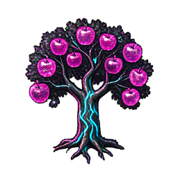 Apfelbaum (Cyberpunk) — 256×256 Pixel-Art-Sprite