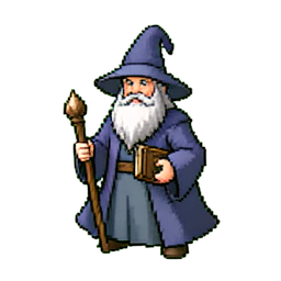 Barba Gris del Mago Arqueo (Cinemático) — sprite pixel art 256×256