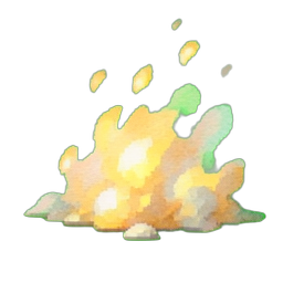 재 낙하 — 256×256 픽셀 아트 스프라이트