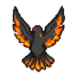 Asche Phönix (16-Bit) — 256×256 Pixel-Art-Sprite