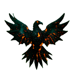 Asche Phönix (Cinematisch) — 256×256 Pixel-Art-Sprite