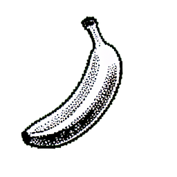 Plátano (1-bit) — sprite pixel art 256×256