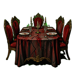 Table de banquet velours long — sprite pixel art 256×256