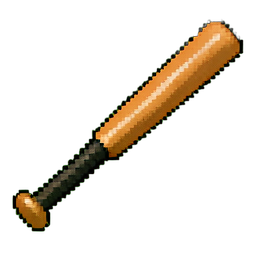 Madera de bate de béisbol — sprite pixel art 256×256