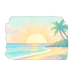 Coucher de Soleil Tropical — sprite pixel art 256×256