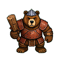 Bear Warrior (16-Bit) - 256x256 pixel art sprite