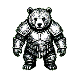 Bear Warrior (1-Bit) - 256x256 pixel art sprite