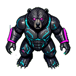 Bear Warrior (Cyberpunk) - 256x256 pixel art sprite