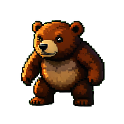 곰 전사 — 256×256 픽셀 아트 스프라이트