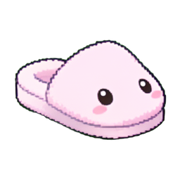 寝室スリッパ ふわふわ — 256×256 ピクセルアートスプライト