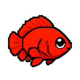 Betta Fisch Rot (Pixelkunst) — 256×256 Pixel-Art-Sprite