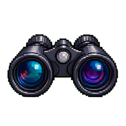 Campo de visión de binoculares — sprite pixel art 256×256