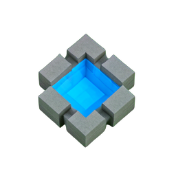 Bain d'oiseaux (Voxel) — sprite pixel art 256×256