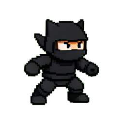 黒猫忍者 — 256×256 ピクセルアートスプライト