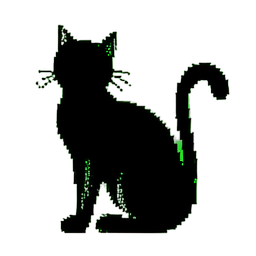 Silhouette de chat noir — sprite pixel art 256×256