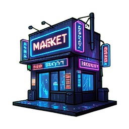 Stand du marché noir — sprite pixel art 256×256