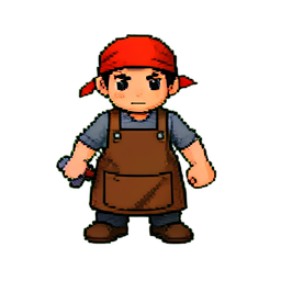 Blacksmith Boy (16-Bit) - 256x256 pixel art sprite