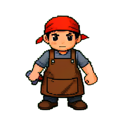 Garçon forgeron (16-bit) — sprite pixel art 256×256