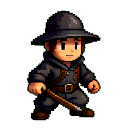 Garçon forgeron — sprite pixel art 256×256