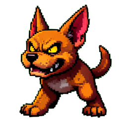 Chien éclair — sprite pixel art 256×256