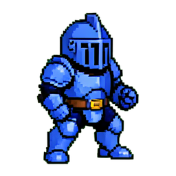 Cavaleiro de armadura azul — sprite pixel art 256×256