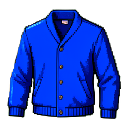 Cardigan bleu — sprite pixel art 256×256