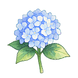 Blaue Hortensie — 256×256 Pixel-Art-Sprite